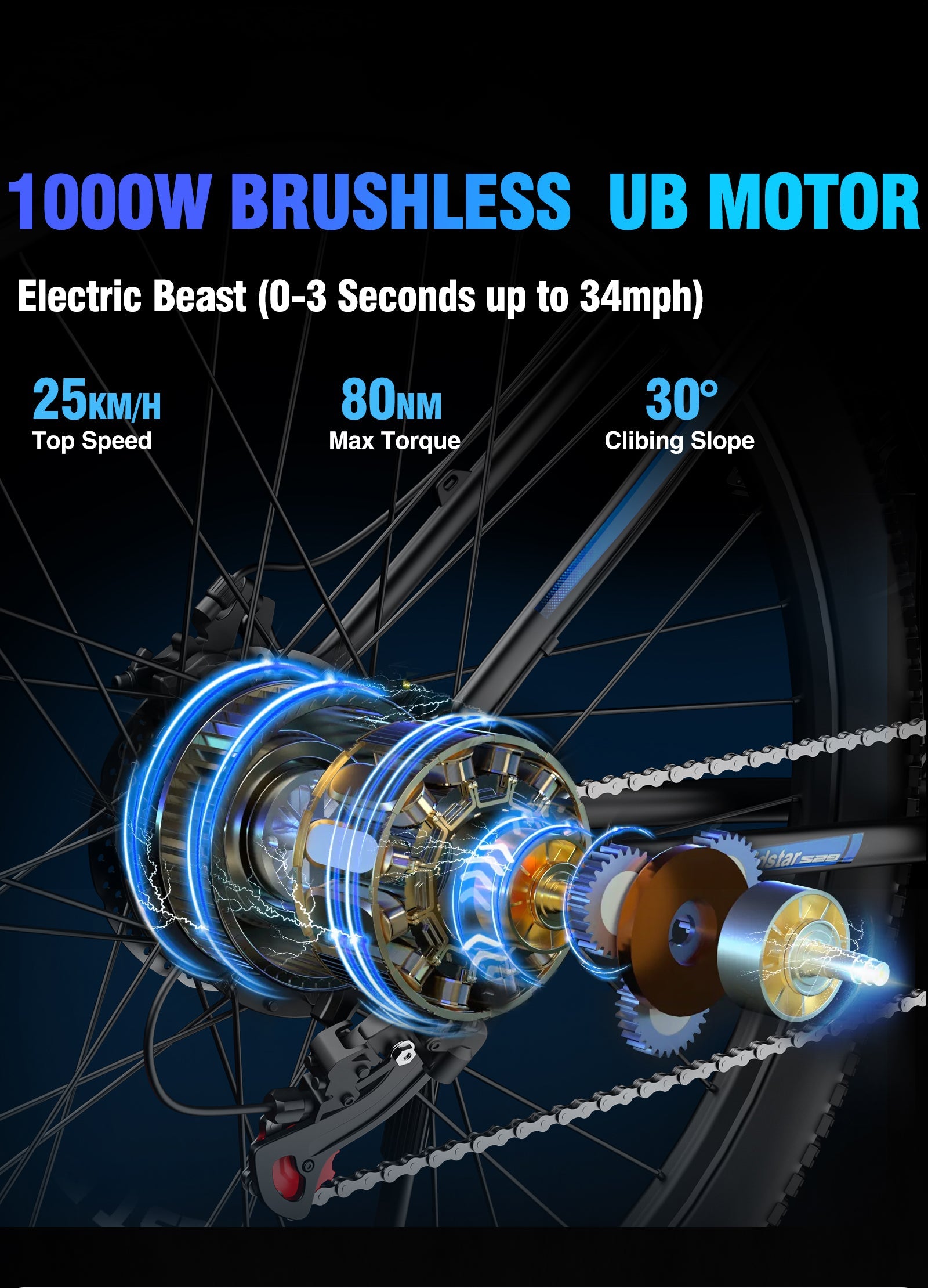Ridstar S29Pro 1000W Motor 48V 21Ah 29'' Electric Bike