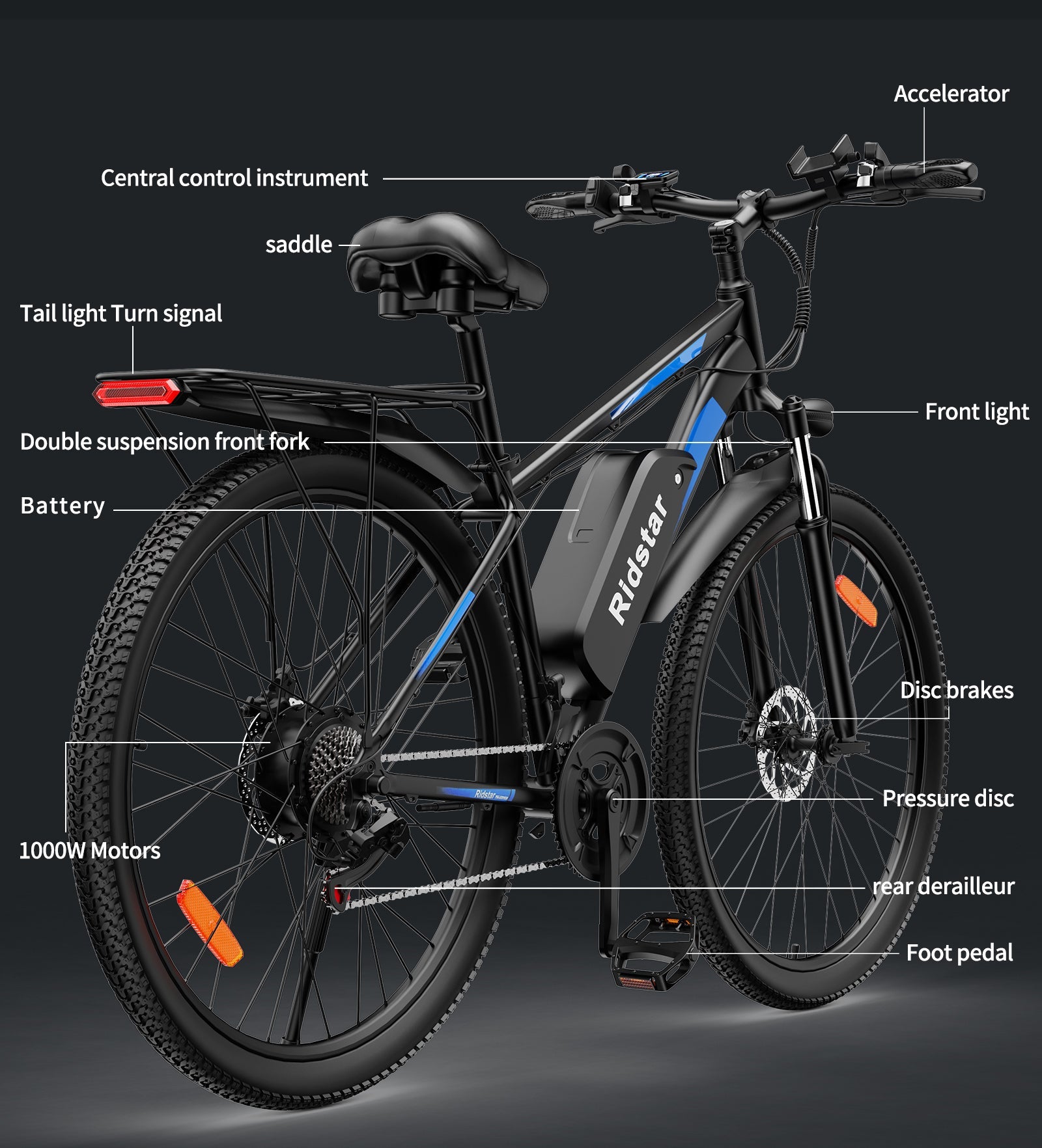 Ridstar S29Pro 1000W Motor 48V 21Ah 29'' Electric Bike