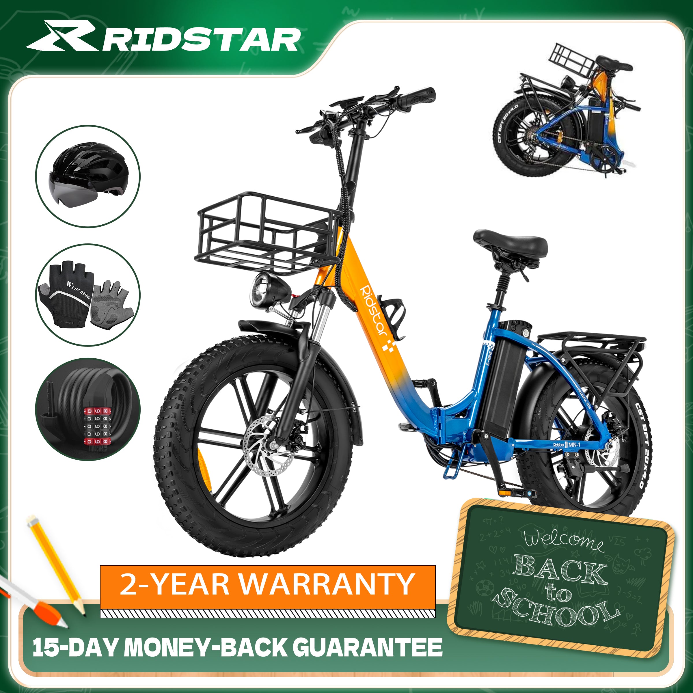Ridstar MN20 1000W 15AH Fat Tire Ebike