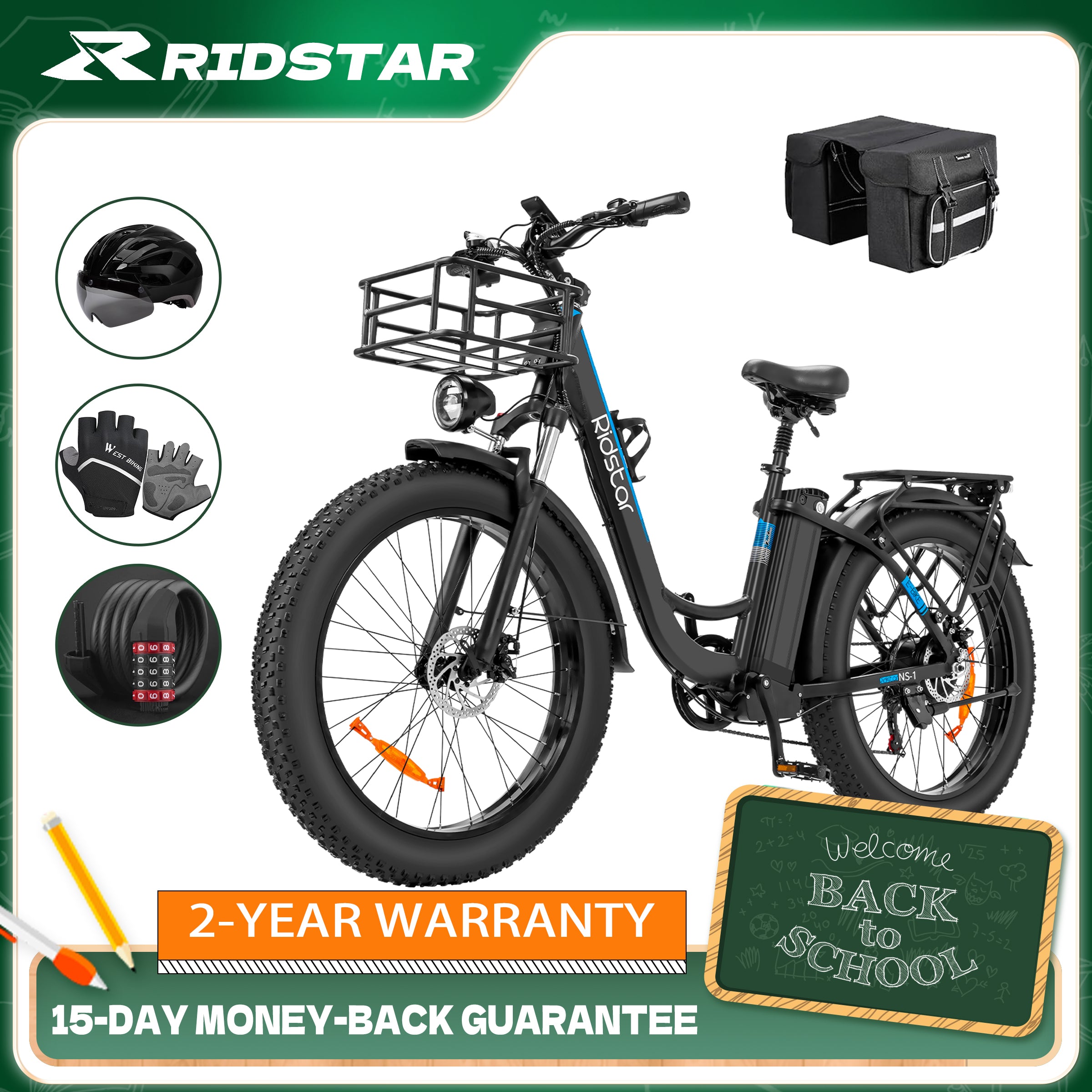 Ridstar MN26 1500W Unfoldable Fat Tire Mountain Ebike