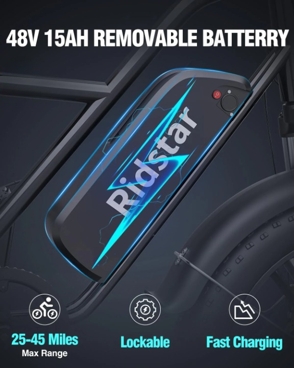 Vélo électrique Ridstar FM001 48V 15AH 2 places à gros pneus