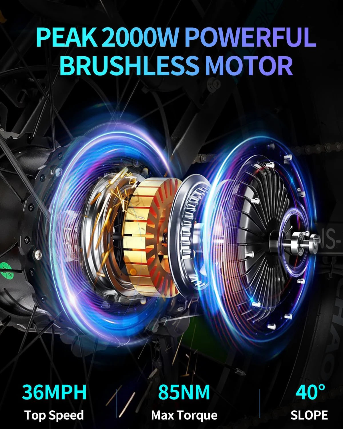 【EU Stock】Ridstar DC26 2000W Folding Fat Tire Mountain Electric Bike