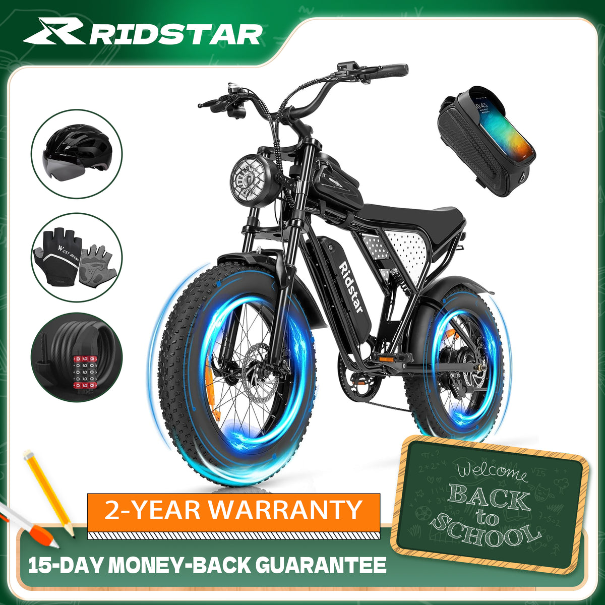 Ridstar Q20 Lite 1000W 48V Adult Fat Tire Electric Bicycle