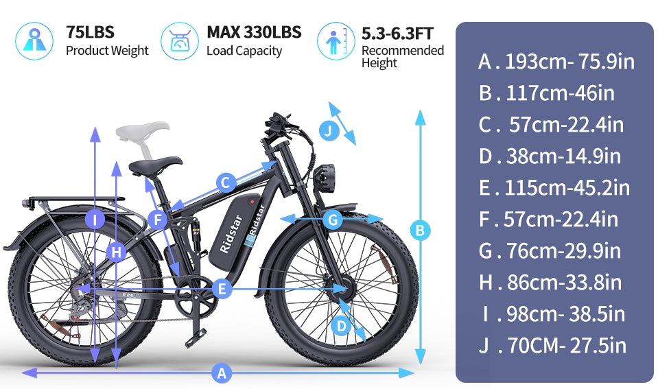 Ridstar E26 Pro Dual Motor 2000W 48V 23AH/ / E26 1000W 48V 15.6AH E-Bike