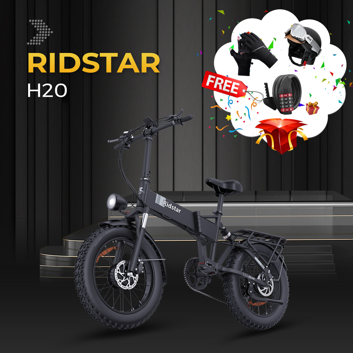 Ridstar H20 1000W Full Suspension Electric Mountain Bike