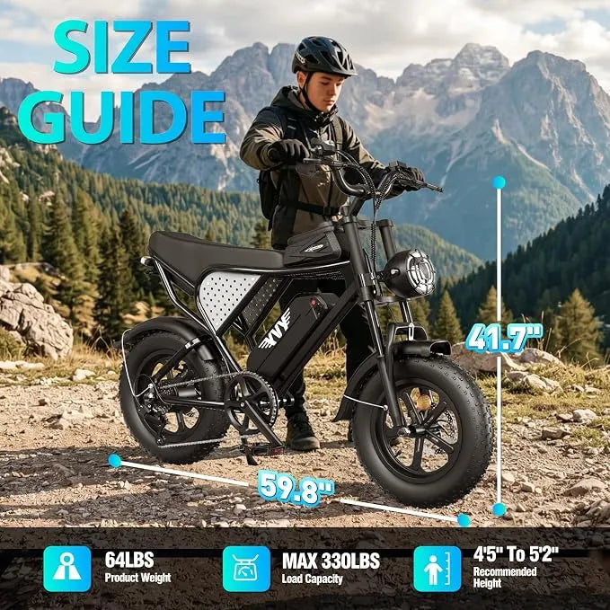 【UK Stock】YVY C16 1500W 48V 20AH 16*4.0 Fat Tire Electric Bike