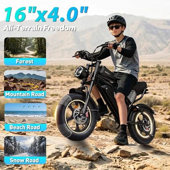 【UK Stock】YVY C16 1500W 48V 20AH 16*4.0 Fat Tire Electric Bike