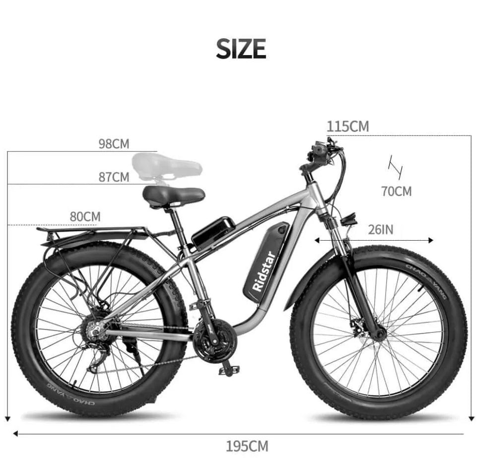 Ridstar E26 Pro Dual Motor 2000W 48V 23AH/ / E26 1000W 48V 15.6AH E-Bike