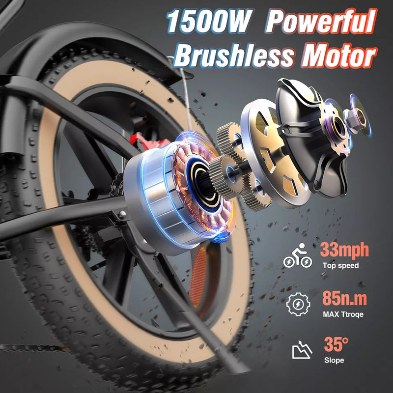 Ridstar Q20Luxe 1500W Fat Tire Electric Bike for Adults
