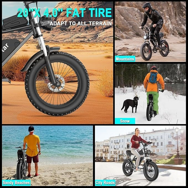 Ridstar Q20 1500W Full Suspension Mid Drive Fat Tire Ebike